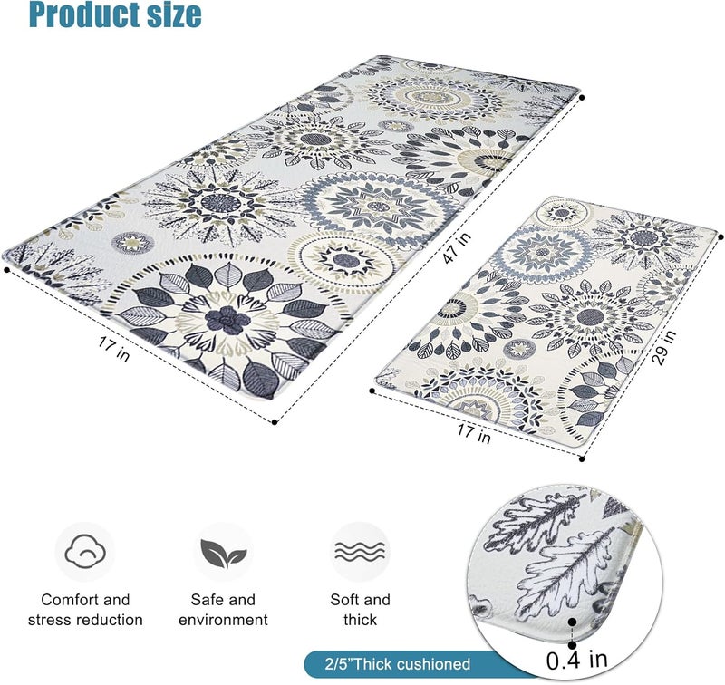 Sofort Kitchen Rug Set of 2 Anti Fatigue Kitchen Mats for Floor, Non Slip Waterproof Kitchen Rugs, Ergonomic Cushioned Comfort Standing Mats for Laundry, Office, Sink - Image 3