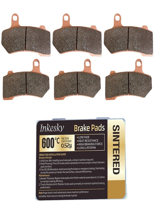 Inkesky Sintered Motorcycle Brake Pads Compatible with Harley Davidson/EBC (3 Sets) - Image 1