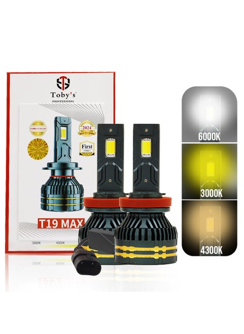 Toby's T19 Max 9005 130W/Pair Power Original Tested LED Headlight Assembly 13000 Lumens Bright 3 Colors With Temperature (6000K,4300K,3000K)
