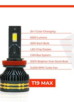 جموعة المصابيح الأمامية LED الأصلية التي تم اختبارها من توبيز T19 Max 9005 130 واط/زوج، 13000 لومن ساطعة، 3 ألوان مع درجة حرارة (6000 كلفن، 4300 كلفن، 3000 كلفن) - pzsku/Z2B82AA2FF1F206A9518BZ/45/_/1724320147/bcfd2d83-5bae-471c-a86d-177fc3c88fc2