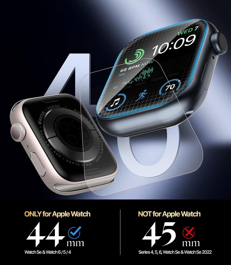 Lensarmor Compatible with Apple Watch Series 4/5 / 6 / SE/SE 2 (2022) 44 mm Screen Protector Film – Pack of 2 Ultra-Thin Acrylic Flexible iWatch Screen Guard, Protective Film for Apple Watch 44 mm - Image 5