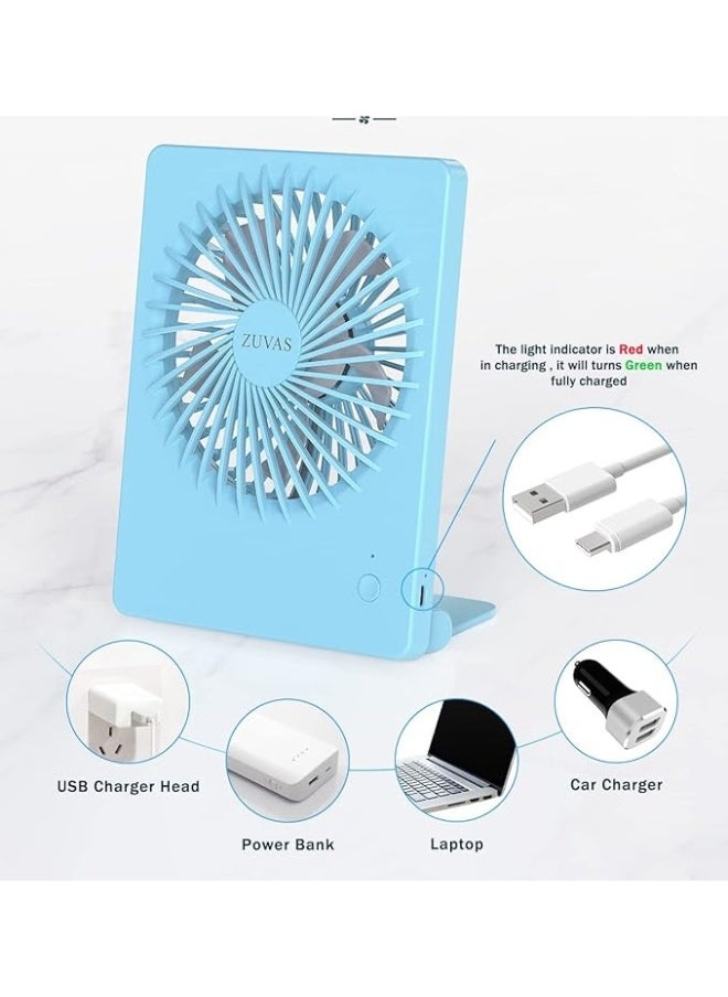 زوارت - مروحة مكتب تعمل بالبطارية قابلة لاعادة الشحن فائقة الهدوء 3 سرعات USB للمكتب متعدد الالوان-2460 - Image 1