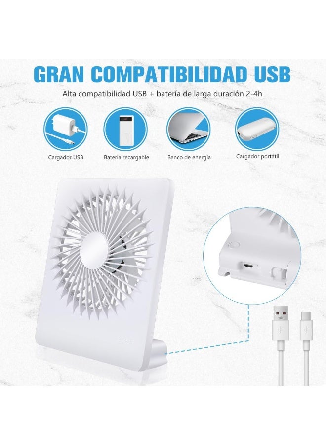 مروحة صغيرة محمولة لسطح المكتب، مروحة صغيرة مربعة الشكل صامتة وقابلة لاعادة الشحن بمنفذ USB، مروحة شخصية صغيرة محمولة للاستخدام الخارجي-متعدده الالوان- 2460 - Image 4