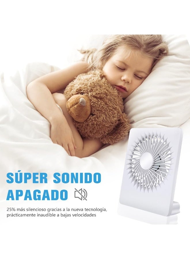 مروحة صغيرة محمولة لسطح المكتب، مروحة صغيرة مربعة الشكل صامتة وقابلة لاعادة الشحن بمنفذ USB، مروحة شخصية صغيرة محمولة للاستخدام الخارجي-متعدده الالوان- 2460 - Image 5