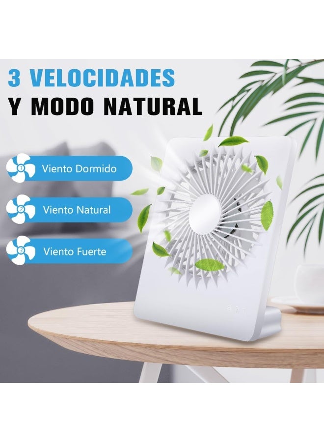 مروحة صغيرة محمولة لسطح المكتب، مروحة صغيرة مربعة الشكل صامتة وقابلة لاعادة الشحن بمنفذ USB، مروحة شخصية صغيرة محمولة للاستخدام الخارجي-متعدده الالوان- 2460 - Image 1