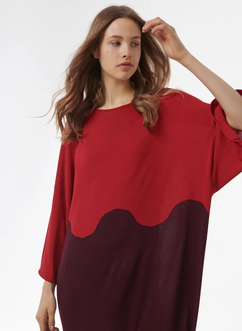 leem Colour-Block Knitted Kaftan