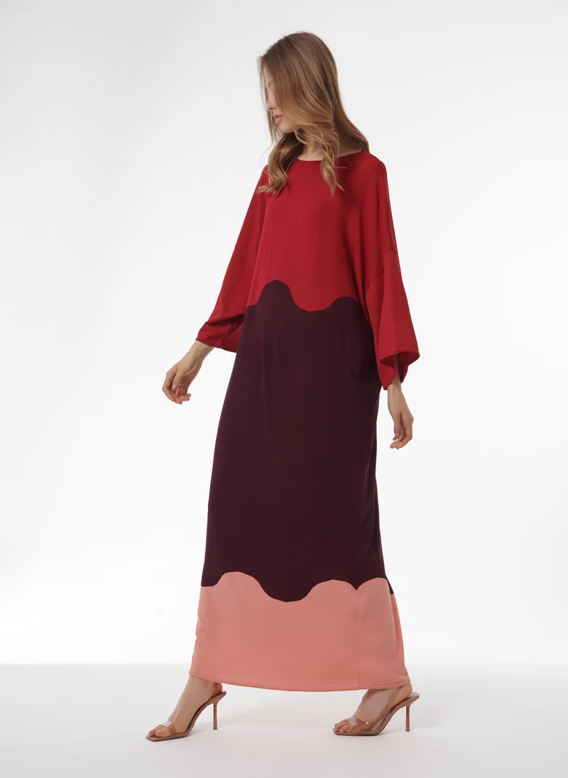 leem Colour-Block Knitted Kaftan