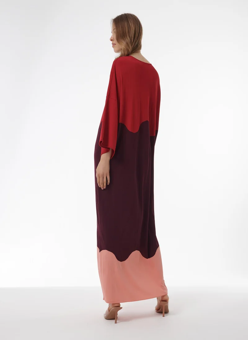 leem Colour-Block Knitted Kaftan