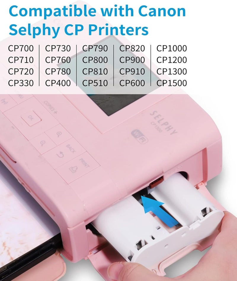 Labelife ليبل لايف متوافق مع حبر وورق طابعة كانون سيلفي CP1300 لطابعات سيلفي CP1500 CP1300 CP1200 CP1000 CP910 CP810 CP790، ورق صور بحجم 6 × 4 بوصة KP-108IN 108 ورقة وخرطوشة حبر ثلاثية الألوان - Image 2