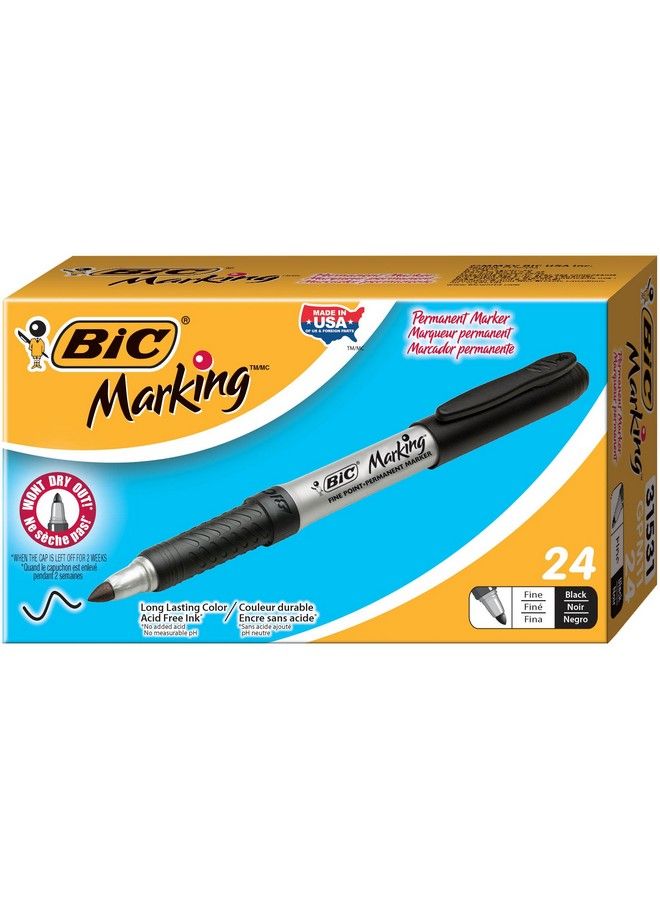 Bic Gpm241Bk Marking Fine Tip Permanent Marker Black 24/Pack - Image 1