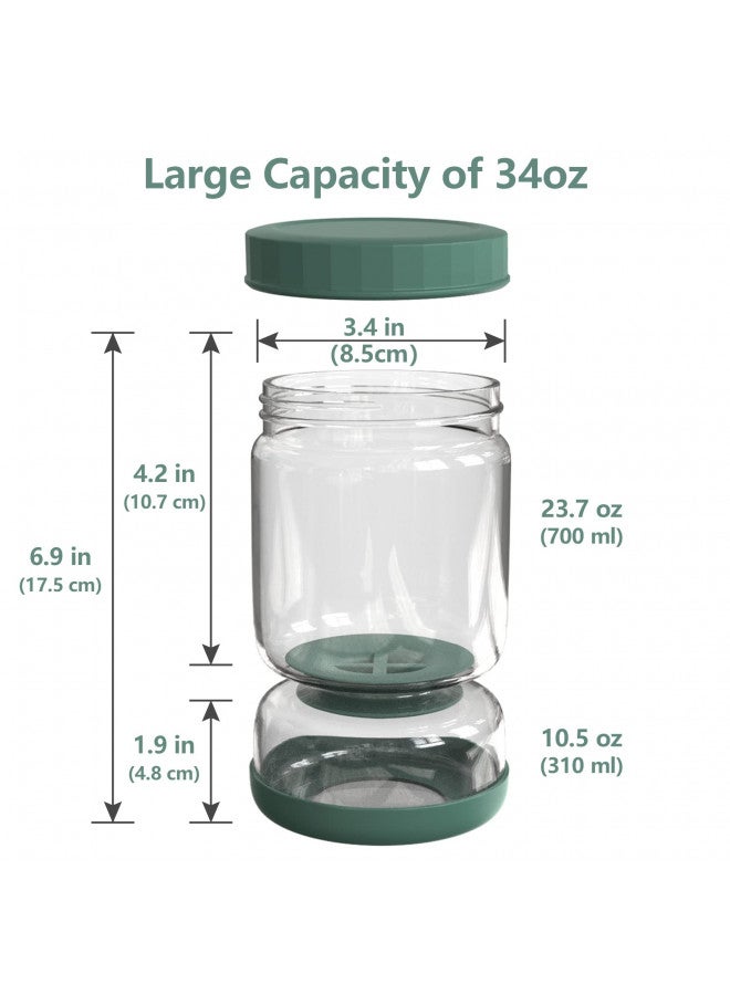 Luvan Glass Pickle Jar, 34oz Pickle Container with Strainer, LeakProof Pickle and Olive Hourglass Jar, Olive Jar with Airtight Lid, Green Multifunction Jalapeno Container, Pickle Flip Jar for Fridge - Image 2