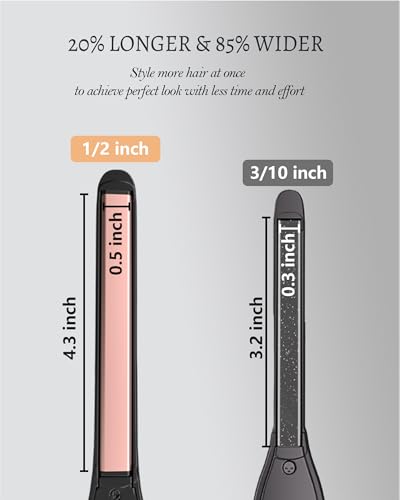 DSHOW 1/2" Flat Iron, Small Flat Iron Hair Straightener for Short Hair, Tourmaline Ceramic Mini Travel Hair Straightener with a Pouch, 6 Temperature, Dual Voltage (Black) - Image 3