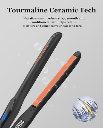 DSHOW 1/2" Flat Iron, Small Flat Iron Hair Straightener for Short Hair, Tourmaline Ceramic Mini Travel Hair Straightener with a Pouch, 6 Temperature, Dual Voltage (Black) - Image 5