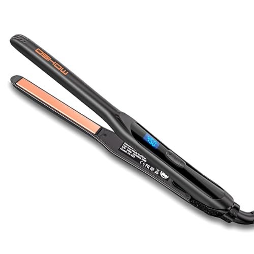 DSHOW 1/2" Flat Iron, Small Flat Iron Hair Straightener for Short Hair, Tourmaline Ceramic Mini Travel Hair Straightener with a Pouch, 6 Temperature, Dual Voltage (Black) - Image 1