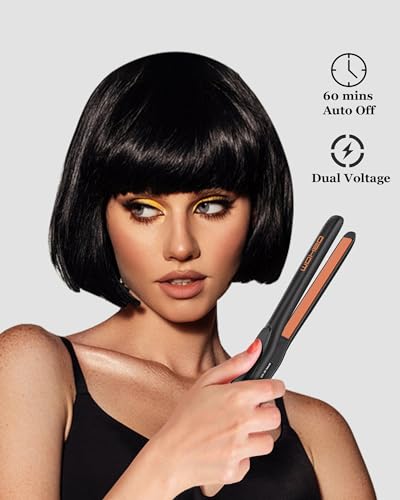 DSHOW 1/2" Flat Iron, Small Flat Iron Hair Straightener for Short Hair, Tourmaline Ceramic Mini Travel Hair Straightener with a Pouch, 6 Temperature, Dual Voltage (Black) - Image 4
