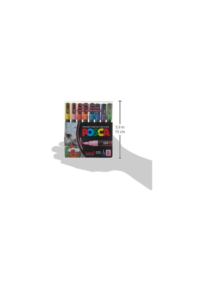 Mitsubishi POSCA PC-3M Glitter Marker Set of 8 - Image 3