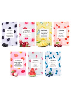 Vitamasques Vitamasques Face Masks Skincare Sheet Kit, 7-Pack - Juicy Collection of Triple-Layer Sheet Facial Masks - Pore Purifying, Brightening, and Hydrating 