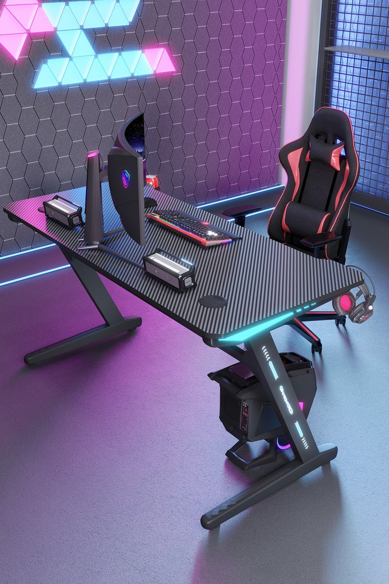 Luttec Gaming Table,Small Gaming Desk,Ergonomic PC Computer Desk,Computer Table with Carbon Fibre Surface, Kids Desk,Writing Study Desk or Home Office Desks,Ideal for Students and Gamers - Image 2