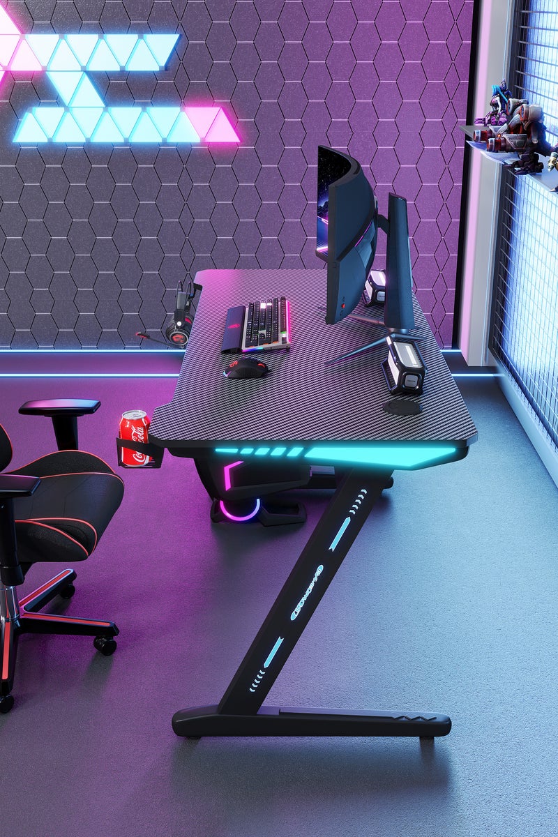 Luttec Gaming Table,Small Gaming Desk,Ergonomic PC Computer Desk,Computer Table with Carbon Fibre Surface, Kids Desk,Writing Study Desk or Home Office Desks,Ideal for Students and Gamers - Image 4