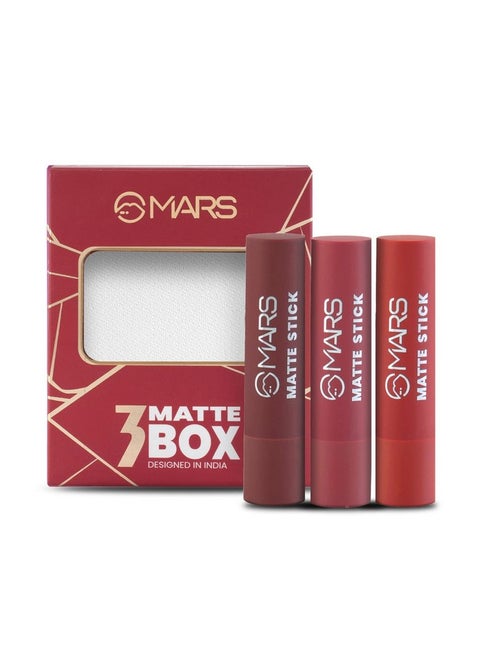 Matte Box Set Of 3 Lipsticks For Women Longlasting Smooth Finish Moisturising One Swipe Pigmentation (3X3.2 Gm) (01Red & Maroon)