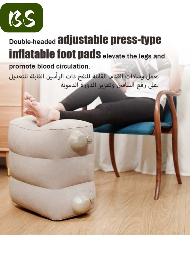 BS Portable inflatable airplane footrest | Adjustable airplane travel pillow | Quick-inflating leg rest | Inflatable footrest for children's car seats | Footrest to relieve foot swelling | With integrated inflation button - Image 2