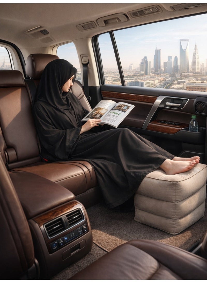 BS Portable inflatable airplane footrest | Adjustable airplane travel pillow | Quick-inflating leg rest | Inflatable footrest for children's car seats | Footrest to relieve foot swelling | With integrated inflation button - Image 3