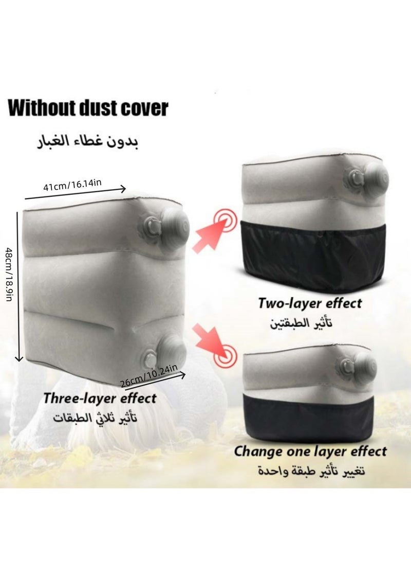 BS Portable inflatable airplane footrest | Adjustable airplane travel pillow | Quick-inflating leg rest | Inflatable footrest for children's car seats | Footrest to relieve foot swelling | With integrated inflation button - Image 4