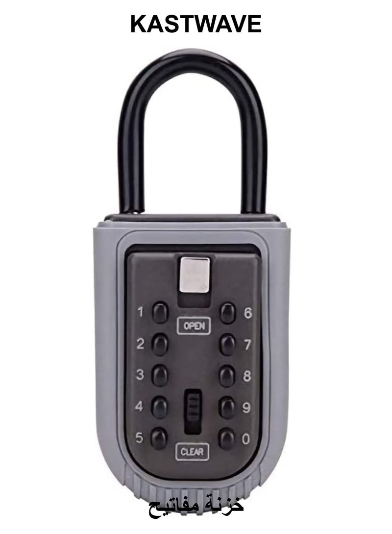 KASTWAVE Key Safe, Portable Weatherproof Lock Box for Keys Outdoor with Removable Shackle, Hangable Combination Key Lock Box for Home Office Garage School Airbnb to Share - Image 1