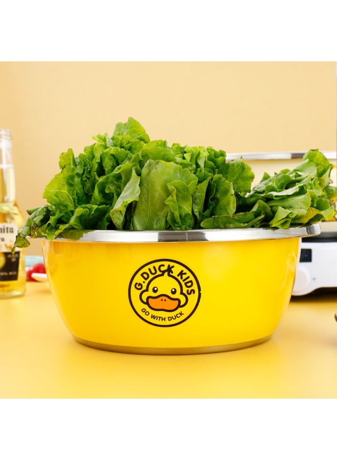 G.DUCK Harrow Yellow DUCK Stainless Steel Household Soup Basin Vegetable Basin Egg Basin Rice Sieve Planer Kitchen Basin Set-Color:Rock Duck Multi-purpose Basin Two-piece (B) Basin + Rice Sieve - Image 5