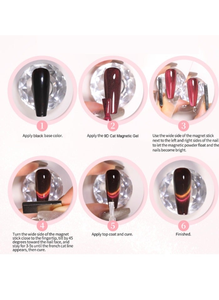 Born Pretty 9D Cat Eye Gel Nail Polish,Cat Magnetic  Gel Polish 10ml Polaris Black Base Effect ,Nail Art Soak-off Gel Polish, Sparkle Stunning Gel Polish - Image 2