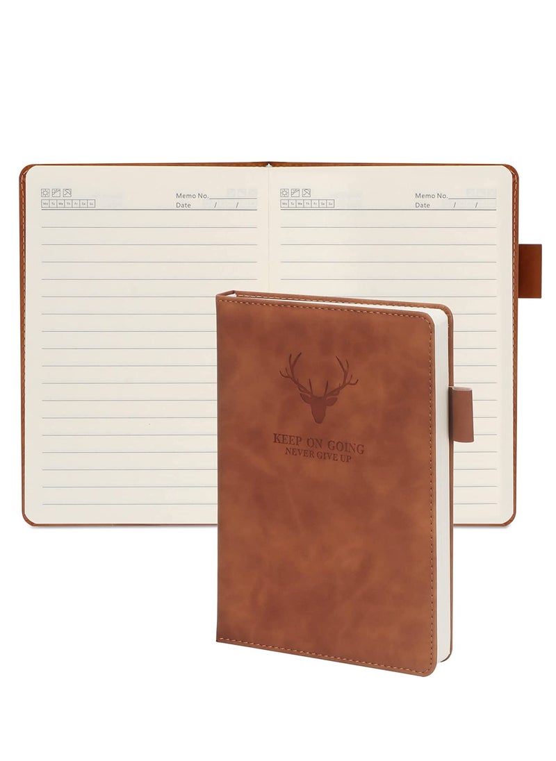 Tanyaz - A5 Leather Ruled Notebook,360 Pages Super Thick Wax Sense Leather Business Office Daily Work Student Notebook with Pen Loop, Bookmark for Office Home School Business Writing & Note Taking (Brown) - Image 1