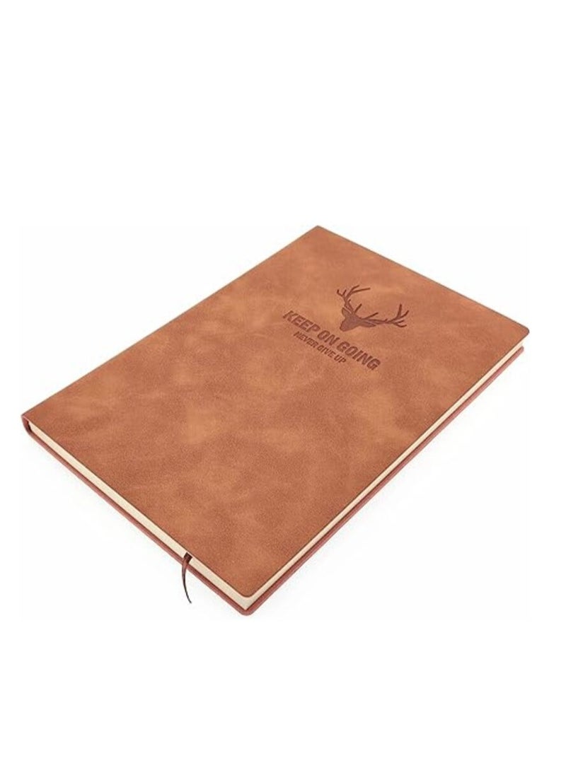 Tanyaz - A5 Leather Ruled Notebook,360 Pages Super Thick Wax Sense Leather Business Office Daily Work Student Notebook with Pen Loop, Bookmark for Office Home School Business Writing & Note Taking (Brown) - Image 1