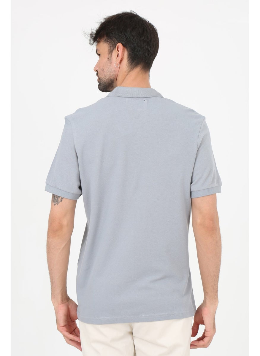 Uomo Park - 2707 Special Collection Polo Collar Printed Detail Regular Fit Men's T-Shirt - Image 1