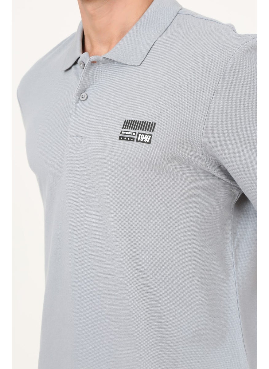 Uomo Park - 2707 Special Collection Polo Collar Printed Detail Regular Fit Men's T-Shirt - Image 1