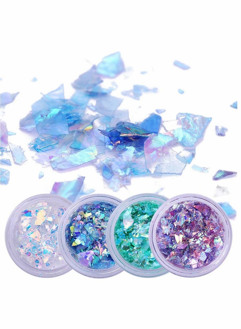 سيوسي 4 صناديق ، لامعة للأظافر ، طلاء أظافر ثلاثي الأبعاد على شكل حورية البحر ، ترتر لامع مكتنز ، ورق زجاجي فلورسنت ملون ، ملصق رقائق قزحي الألوان ، إكسسوارات تزيين مانيكير أكريليك ثلاثية الأبعاد - Image 1