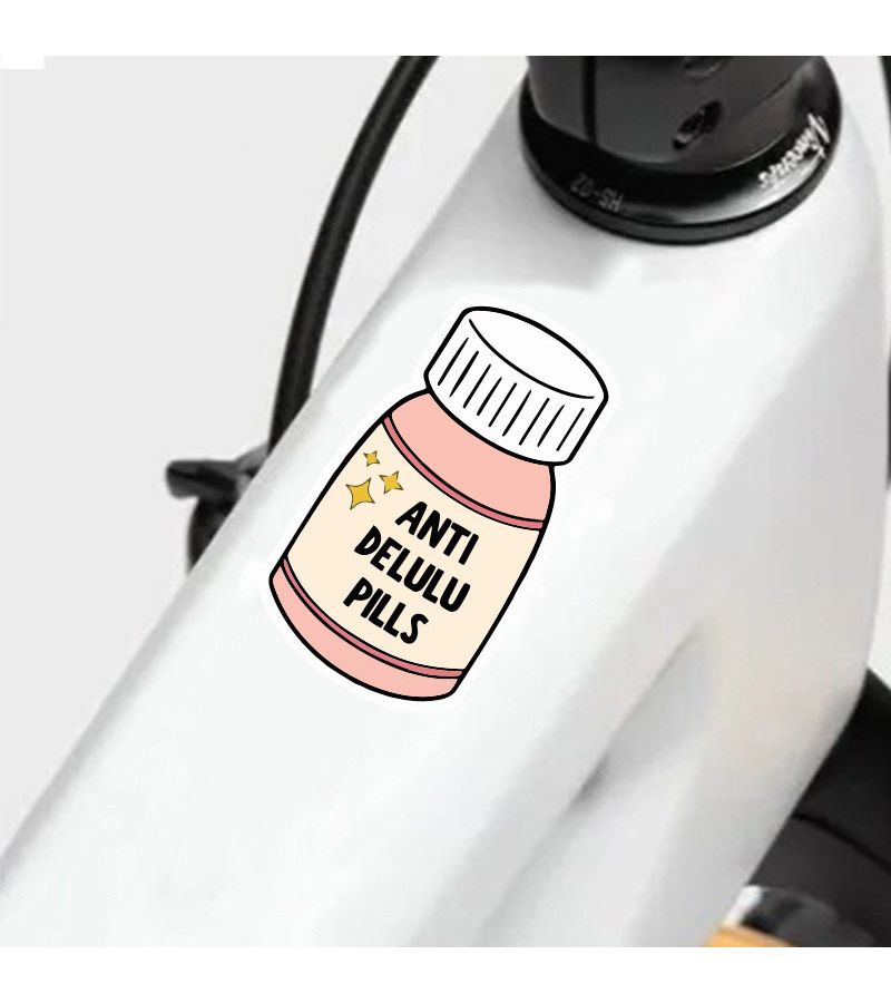 Cartoon Anti Delusional Pill Sticker 1pc Sun Protection Mental Well Being Depression Relief Decal For Laptop Skateboard Bicycle Car Suitcase Water Bottle Ipad - Image 5