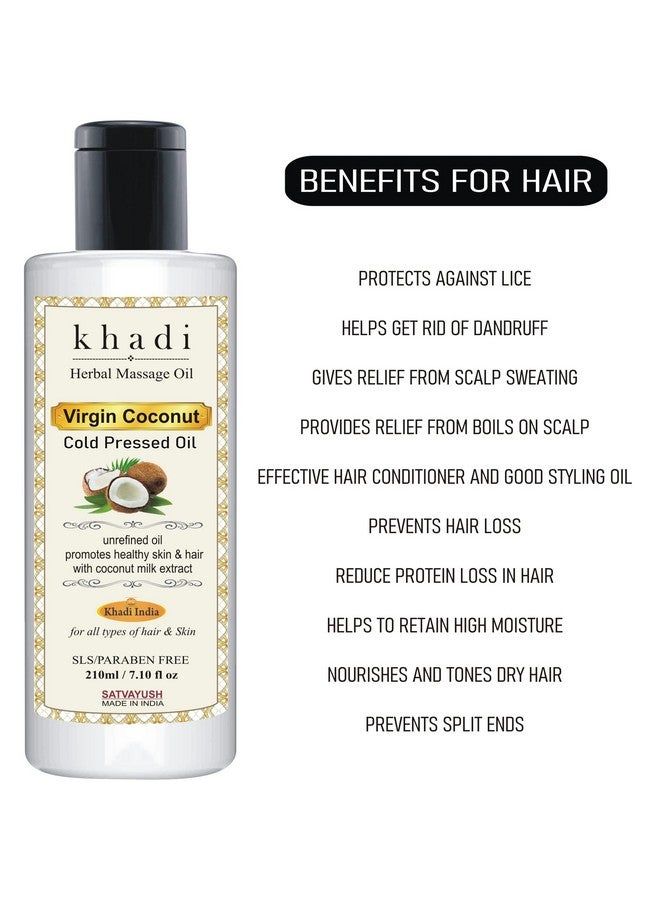 Satvayush Khadi Cold Pressed Coconut Oil For Skin Hair Care & Baby Massage Natural Hair Oil 210 Ml (Pack Of 1) - Image 3