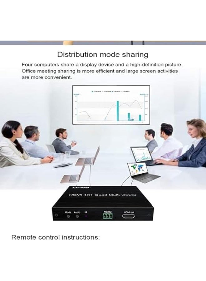 جهاز تقسيم وعرض متعدد (Multi-viewer) بدقة 1080P - محول شاشة 4 في 1 - عملي وسهل الاستخدام بخاصية التبديل السلس - جودة عالية - Image 2
