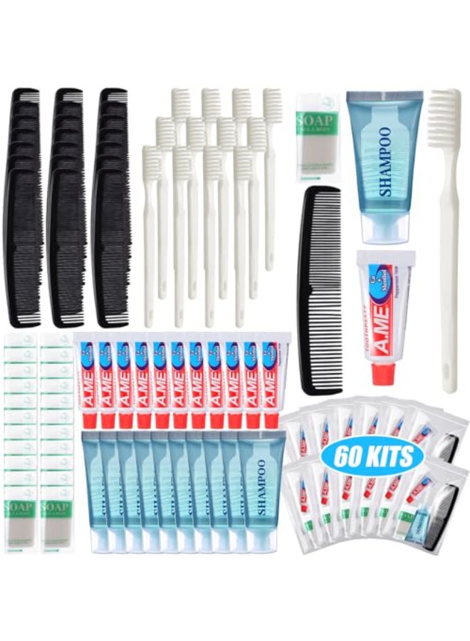 Ziliny 60 Pcs Basic Toiletry Set Homeless Hygiene Kits Homeless Care Package Supplies Travel Toiletry Bulk for Men Women Charity Reusable Supplies - Image 1