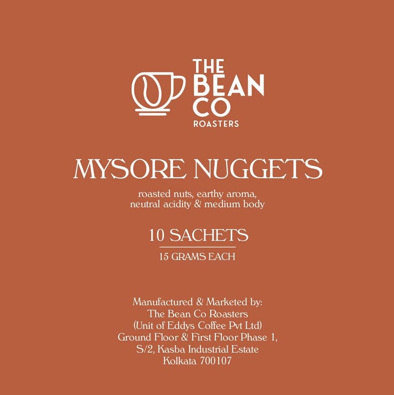 The Bean Co Roasters | Mysore Nuggets Extra Bold | Single-Use Sachets (15g) | For French Press | Sachet | Premium Coffee Grounds | 10 x 15 Gram Sachets In a Box | Plantation AAA | Medium Roast - Image 4