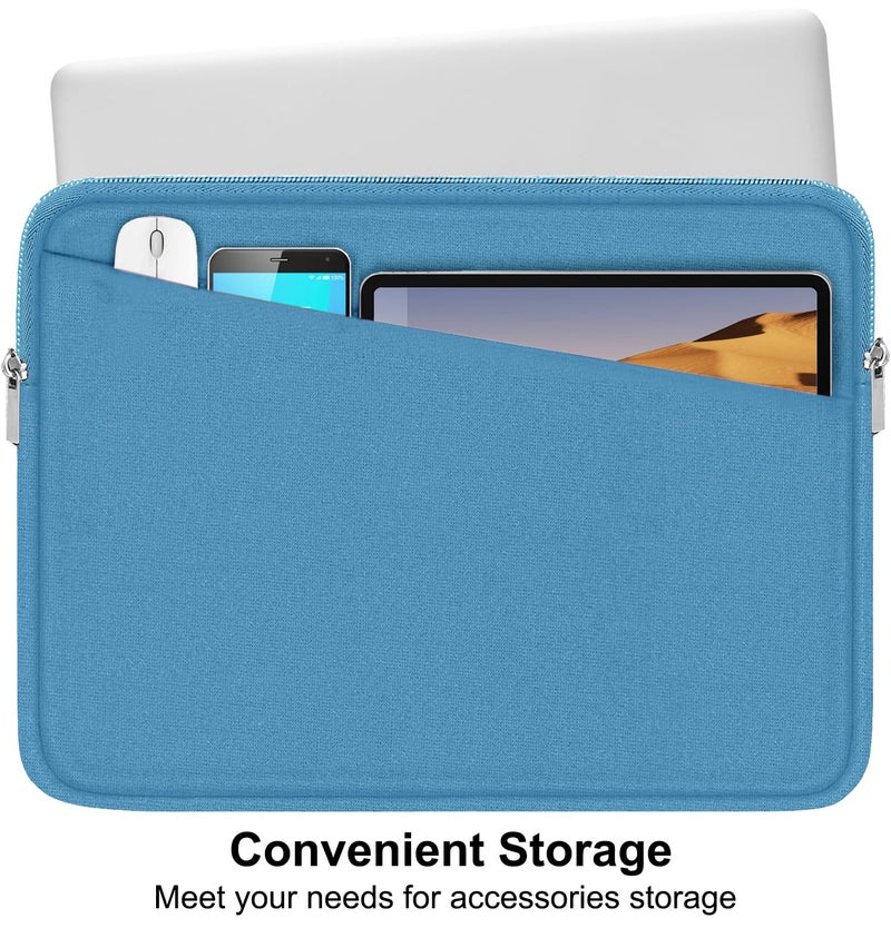 AREYLO 15.6 inch Laptop Sleeve, Slim Computer Carrying Bag Protective Cover Briefcase with Front Pocket, Durable Laptop Case for 15-16 Inch HP, Dell, Lenovo, Asus- Sky Blue - Image 2