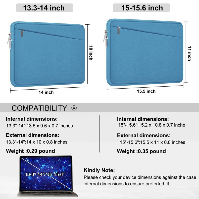 AREYLO 15.6 inch Laptop Sleeve, Slim Computer Carrying Bag Protective Cover Briefcase with Front Pocket, Durable Laptop Case for 15-16 Inch HP, Dell, Lenovo, Asus- Sky Blue - Image 5