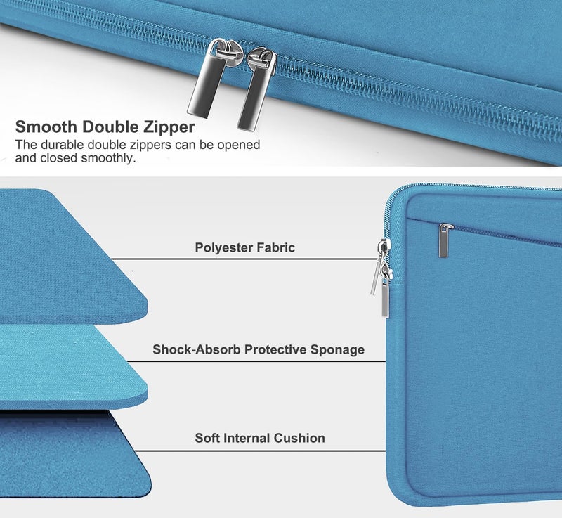 AREYLO 15.6 inch Laptop Sleeve, Slim Computer Carrying Bag Protective Cover Briefcase with Front Pocket, Durable Laptop Case for 15-16 Inch HP, Dell, Lenovo, Asus- Sky Blue - Image 3