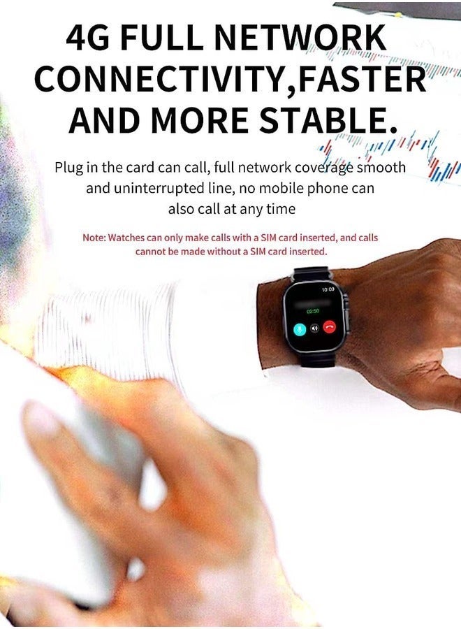 ساعة ذكية مزودة بفتحة لبطاقة شريحة نانو-سيم 4G، للرجال والنساء، ساعة ذكية، جهاز تتبع اللياقة البدنية مع مراقب معدل ضربات القلب، جهاز تتبع جودة النوم، لوحة تحكم، تحكم بالموسيقى، حالة الطقس، أسود - Image 3