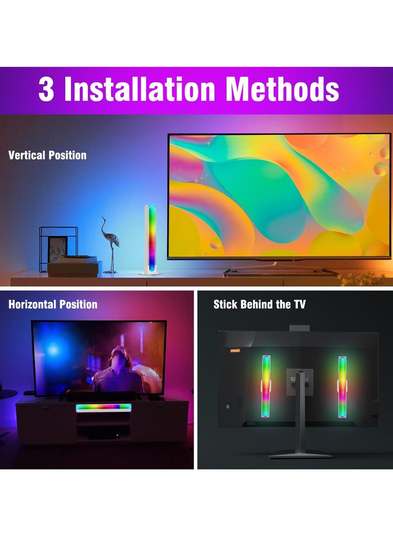 Smart RGB LED Gaming Light Bar, 2PCS Ambient Backlight with APP Control, Music Sync and DIY Features for TV, PC and Room Atmosphere Enhancement