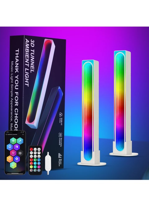 Smart RGB LED Gaming Light Bar, 2PCS Ambient Backlight with APP Control, Music Sync and DIY Features for TV, PC and Room Atmosphere Enhancement