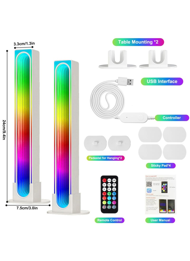 Smart RGB LED Gaming Light Bar, 2PCS Ambient Backlight with APP Control, Music Sync and DIY Features for TV, PC and Room Atmosphere Enhancement