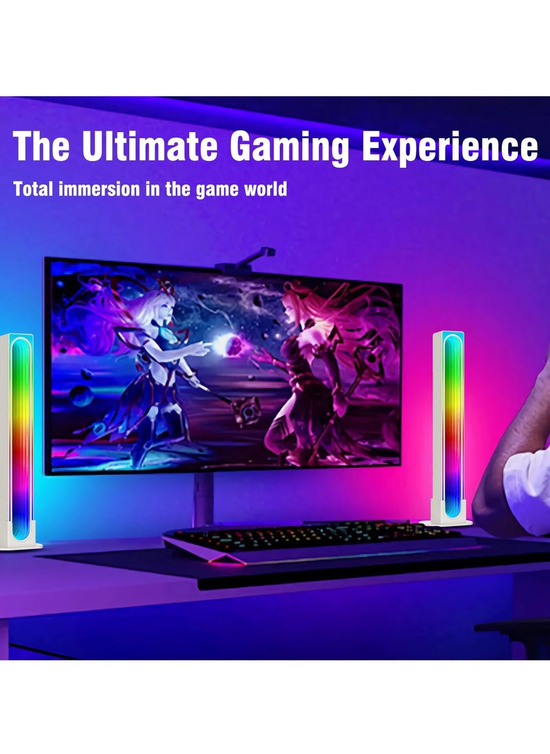 Smart RGB LED Gaming Light Bar, 2PCS Ambient Backlight with APP Control, Music Sync and DIY Features for TV, PC and Room Atmosphere Enhancement