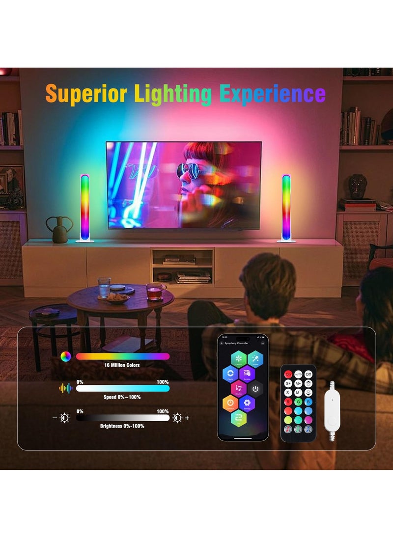 Smart RGB LED Gaming Light Bar, 2PCS Ambient Backlight with APP Control, Music Sync and DIY Features for TV, PC and Room Atmosphere Enhancement