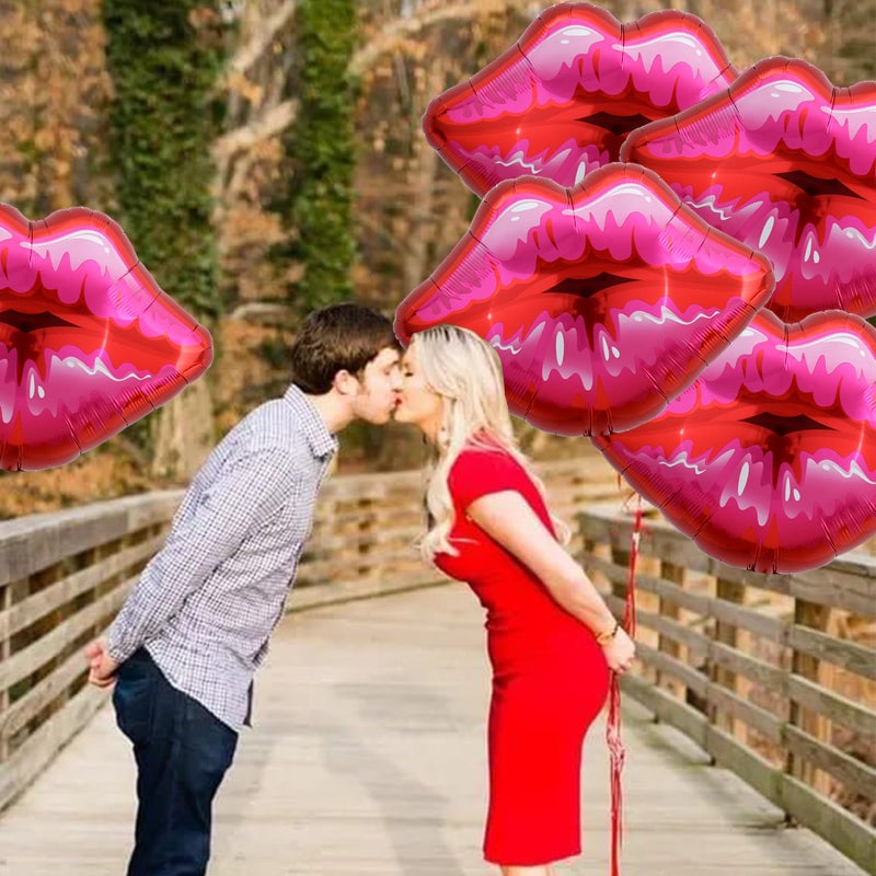 Vuzvuv 10 Packs of Large Pink Huge Red Lips Balloons Heart Ballons for Makeup Themed Party Anniversary Decor, Kiss The Miss Goodbye(30 Inch) - Image 5